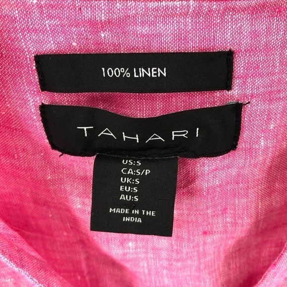Tahari 100% Linen Machine Washable Tunic Top Shirt Pink Size Small - Picture 4 of 8